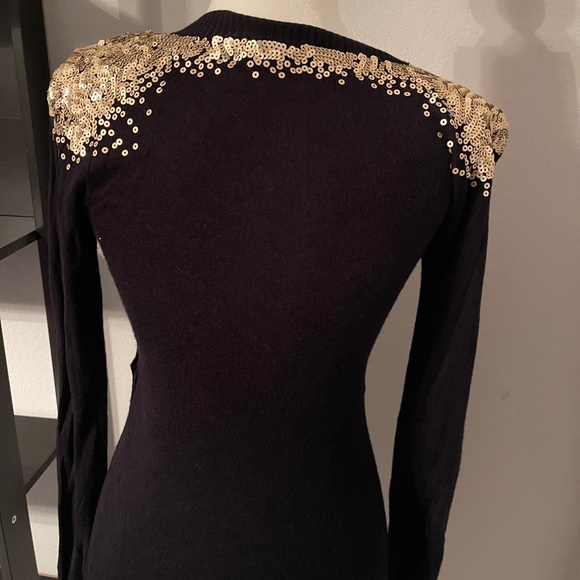 Anthro THML Black & Gold Sequins Sweater D… - Picture 6 of 8
